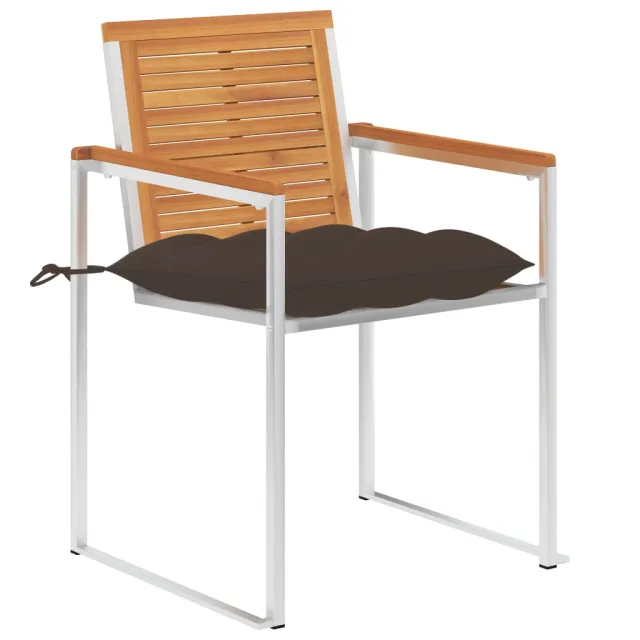 Chaises de jardin avec coussins lot de 2 Acacia solide et acier