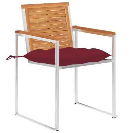 Chaises de jardin avec coussins lot de 2 Acacia solide et acier 2