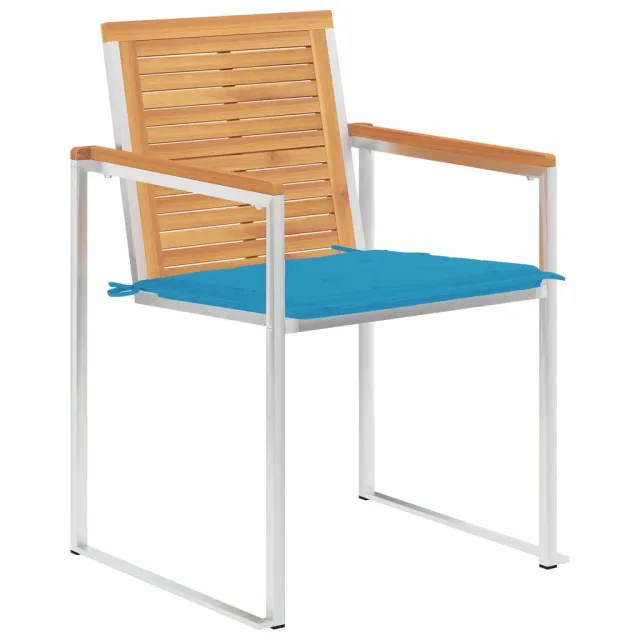 Chaises de jardin avec coussins lot de 2 Teck solide et acier