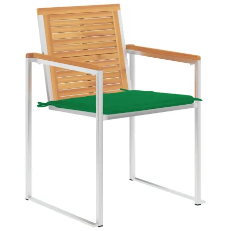 Chaises de jardin avec coussins lot de 2 Teck solide et acier