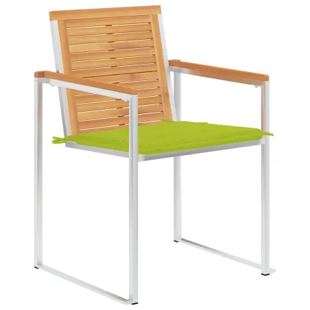 Chaises de jardin avec coussins lot de 2 Teck solide et acier