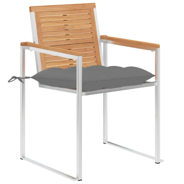 Chaises de jardin avec coussins lot de 2 Teck solide et acier