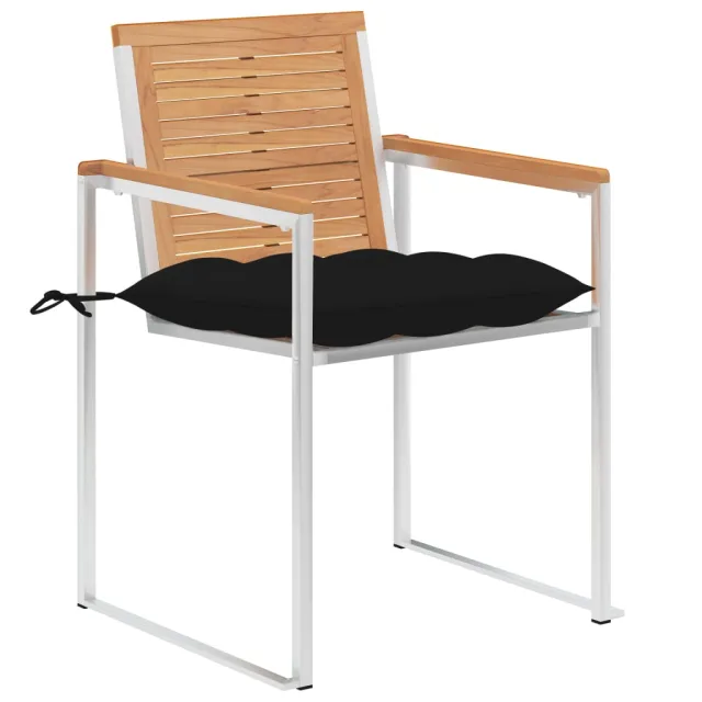 Chaises de jardin avec coussins lot de 2 Teck solide et acier