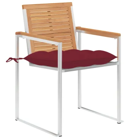 Chaises de jardin avec coussins lot de 2 Teck solide et acier