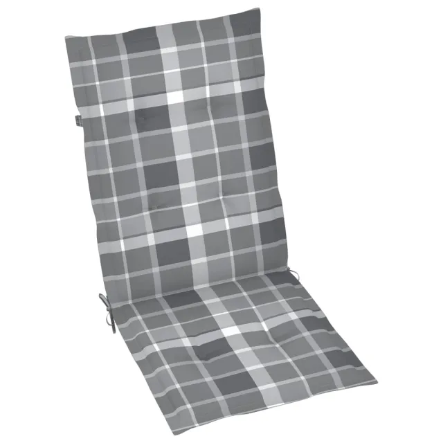 Chaises de jardin lot de 2 et coussins à carreaux gris Teck