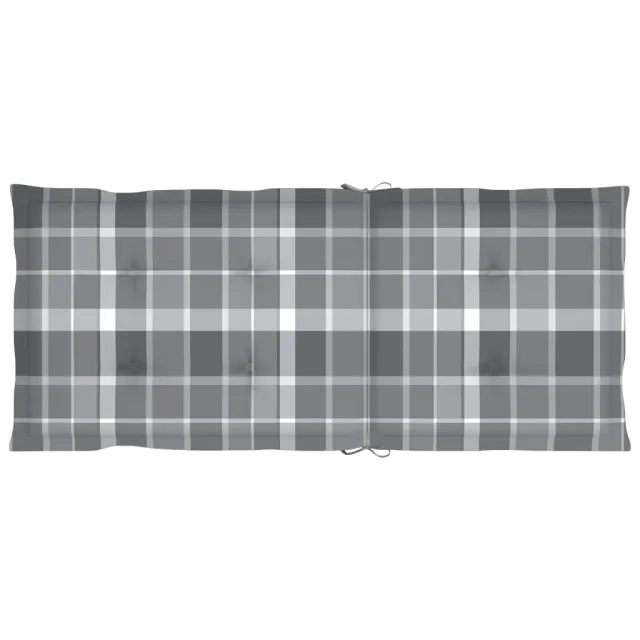 Chaises de jardin lot de 2 et coussins à carreaux gris Teck