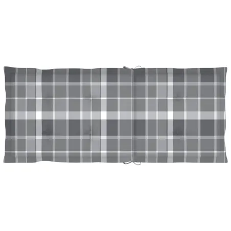 Chaises de jardin lot de 2 et coussins à carreaux gris Teck