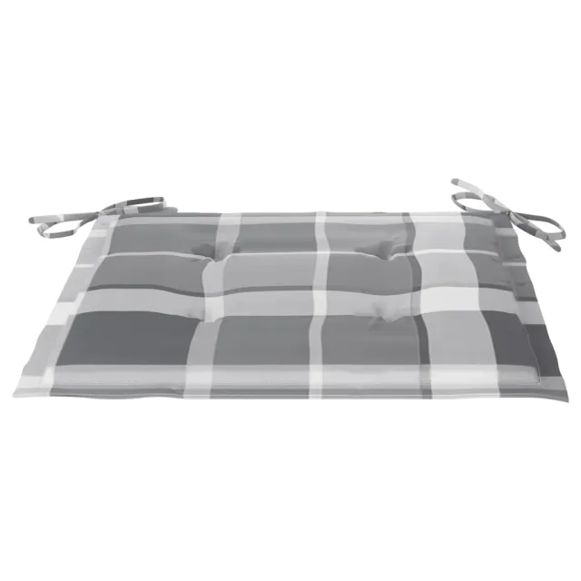 Chaises de jardin lot de 2 avec coussins à carreaux gris Teck