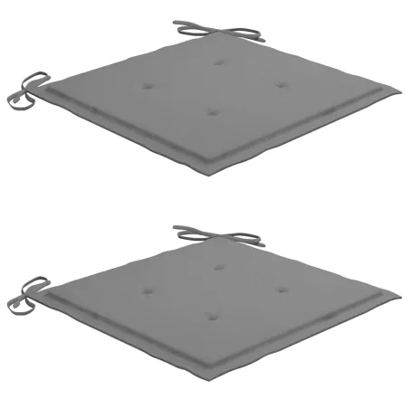 Chaises de jardin et coussins gris lot de 2 Bois de teck massif