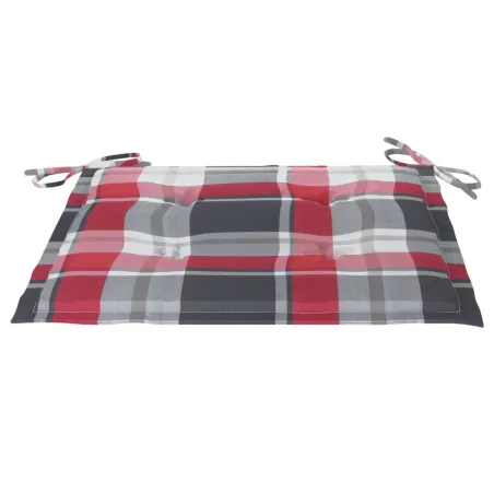 Chaises de jardin lot de 2 avec coussins à carreaux rouge Teck