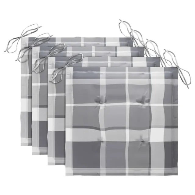 Chaises de jardin coussins à carreaux gris lot de 3 Teck massif