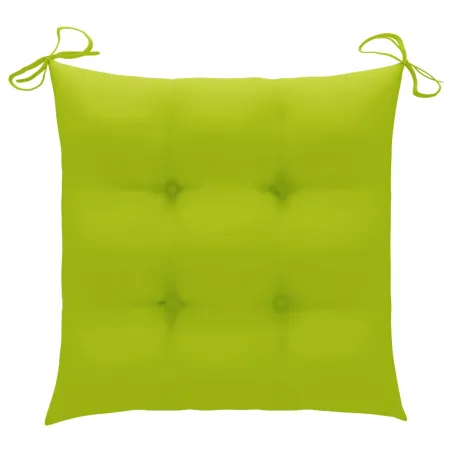 Chaises de jardin avec coussins vert vif lot de 3 Bois de teck