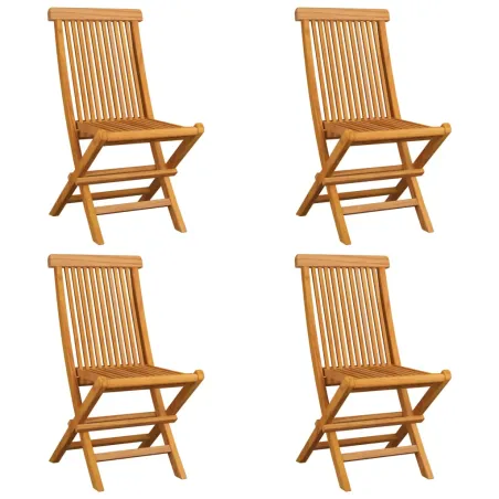 Chaises de jardin avec coussins bleu clair lot de 4 Teck massif