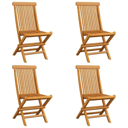 Chaises de jardin et coussins vert lot de 4 Bois de teck massif