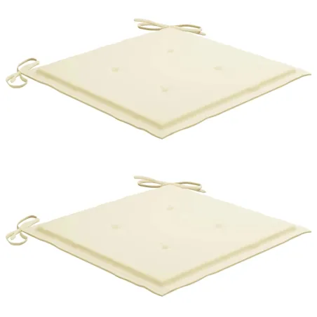 Chaise à bascule avec coussin crème Bois de teck solide