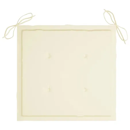 Chaise à bascule avec coussin crème Bois de teck solide