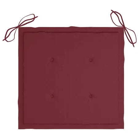 Chaise à bascule avec coussin rouge bordeaux Bois de teck