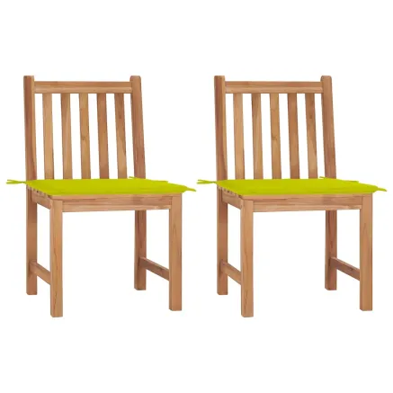 Chaises de jardin lot de 2 avec coussins Bois de teck massif