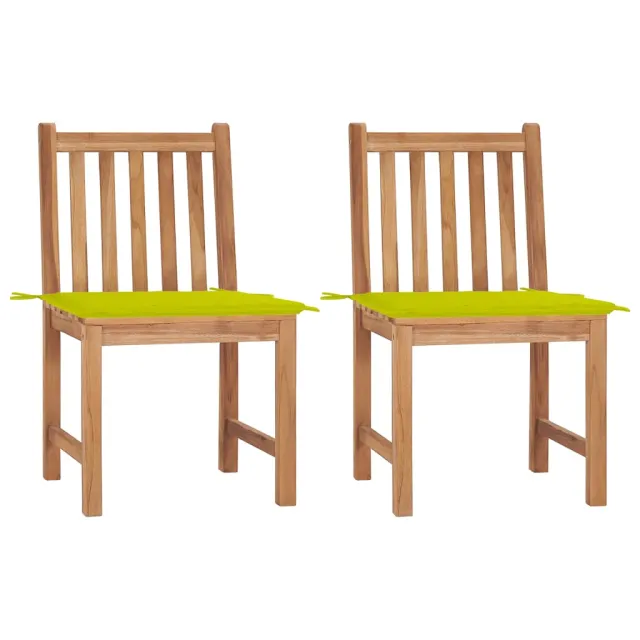 Chaises de jardin lot de 2 avec coussins Bois de teck massif