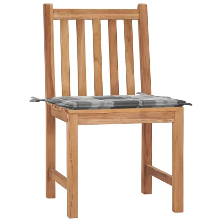 Chaises de jardin lot de 2 avec coussins Bois de teck massif