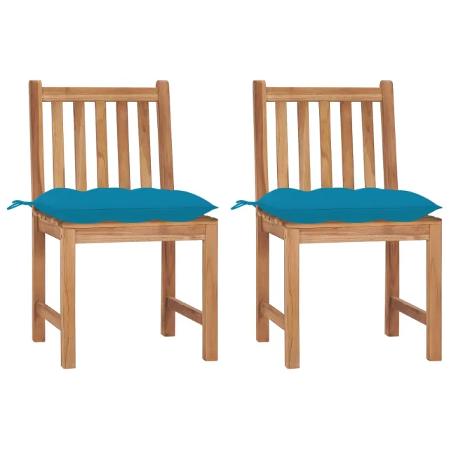 Chaises de jardin lot de 2 avec coussins Bois de teck massif