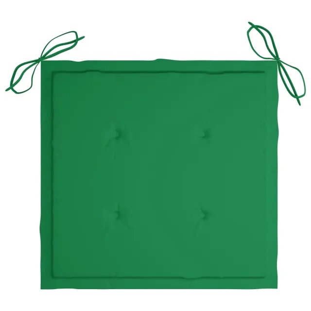 Chaises de jardin lot de 2 et coussins vert Bois de teck massif