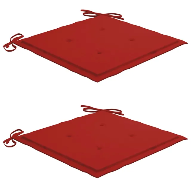 Chaises de jardin lot de 2 et coussins rouge Bois teck massif