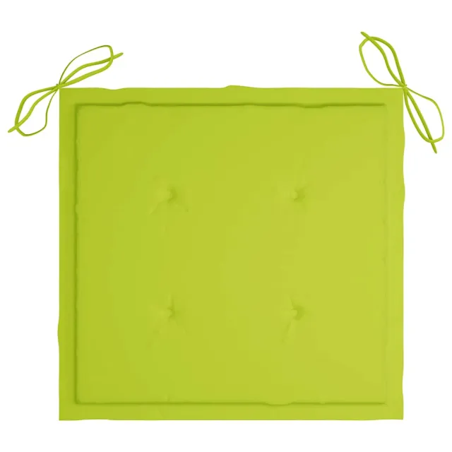 Chaises de jardin lot de 2 avec coussins vert vif Teck massif