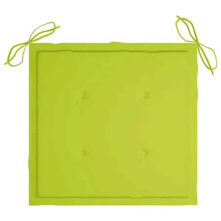 Chaises de jardin lot de 2 avec coussins vert vif Teck massif