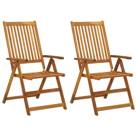 Chaises inclinables de jardin lot de 2 et coussins Bois acacia 2