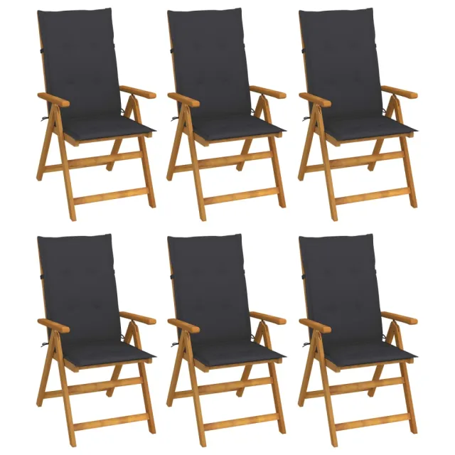 Chaises pliables de jardin lot de 6 avec coussins Bois d'acacia