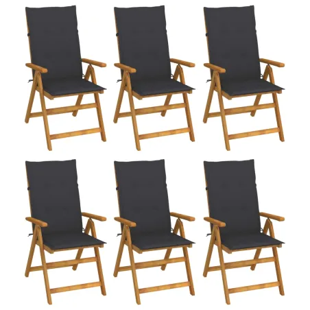 Chaises pliables de jardin lot de 6 avec coussins Bois d'acacia