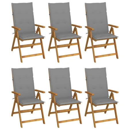 Chaises pliables de jardin lot de 6 avec coussins Bois d'acacia
