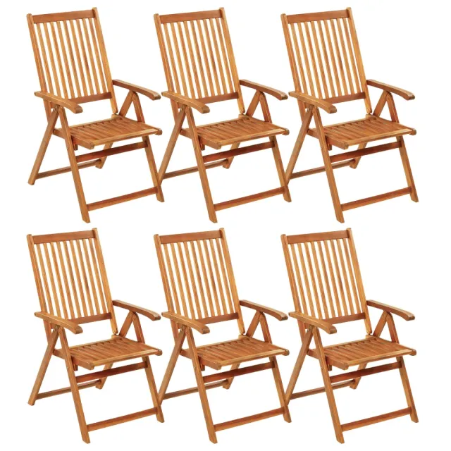 Chaises pliables de jardin lot de 6 avec coussins Bois d'acacia