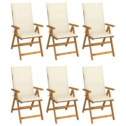 Chaises pliables de jardin lot de 6 avec coussins Bois d'acacia