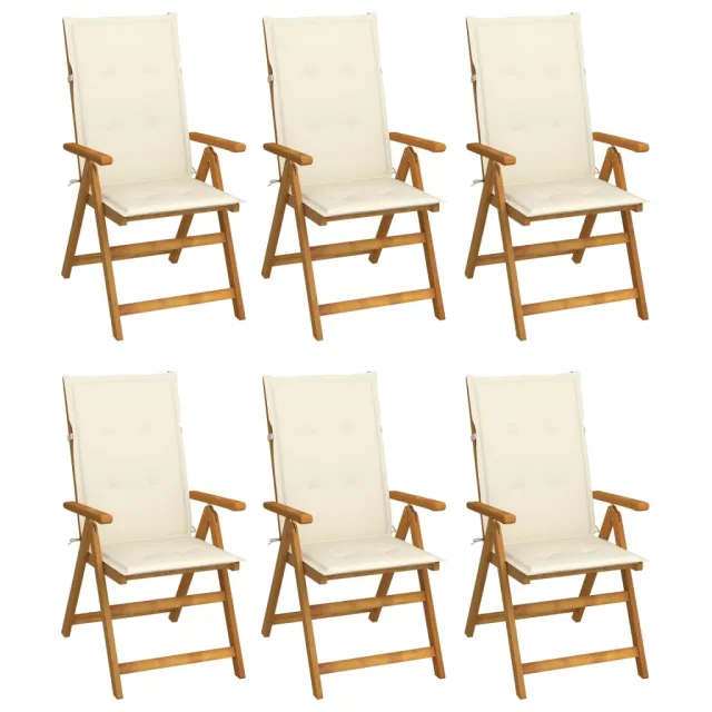 Chaises pliables de jardin lot de 6 avec coussins Bois d'acacia