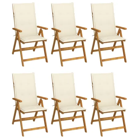Chaises pliables de jardin lot de 6 avec coussins Bois d'acacia