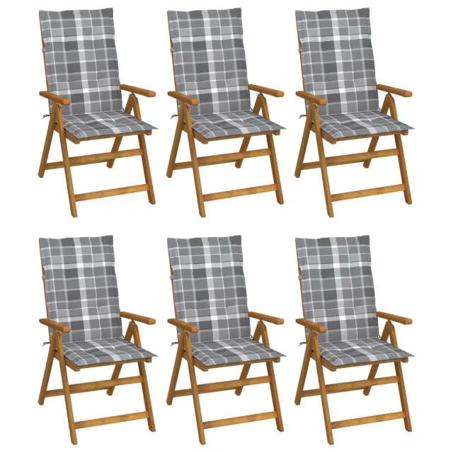 Chaises pliables de jardin lot de 6 avec coussins Bois d'acacia