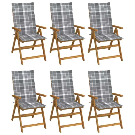 Chaises pliables de jardin lot de 6 avec coussins Bois d'acacia