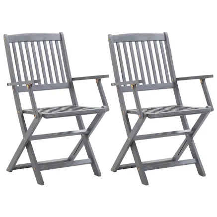 Chaises pliables d'extérieur lot de 2 et coussins Bois d'acacia 2
