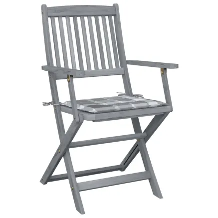 Chaises pliables d'extérieur lot de 2 et coussins Bois d'acacia 2