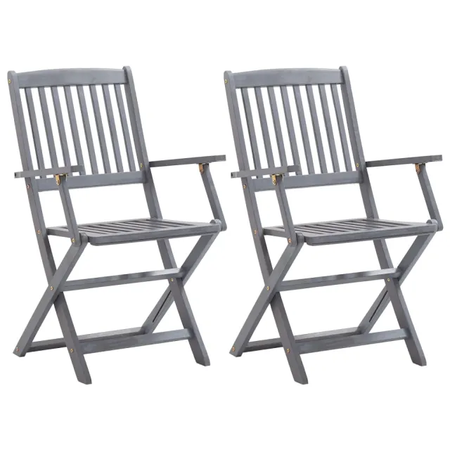 Chaises pliables d'extérieur lot de 2 et coussins Bois d'acacia