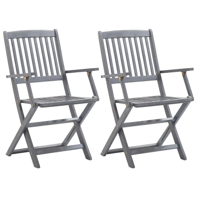 Chaises pliables d'extérieur lot de 2 et coussins Bois d'acacia