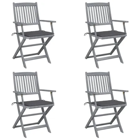 Chaises pliables d'extérieur lot de 4 et coussins Bois d'acacia