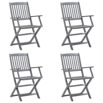 Chaises pliables d'extérieur lot de 4 et coussins Bois d'acacia 2