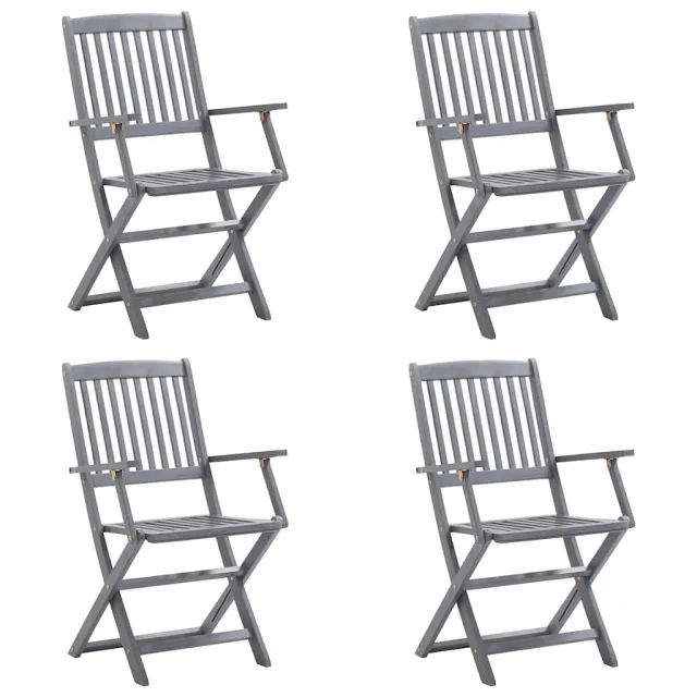Chaises pliables d'extérieur lot de 4 et coussins Bois d'acacia