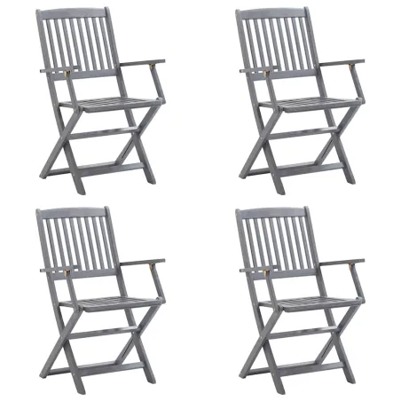 Chaises pliables d'extérieur lot de 4 et coussins Bois d'acacia
