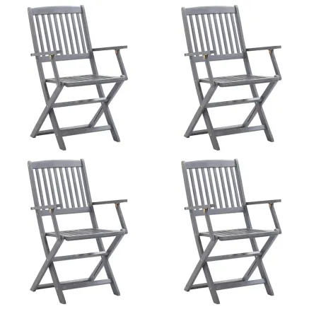 Chaises pliables d'extérieur lot de 4 et coussins Bois d'acacia 2