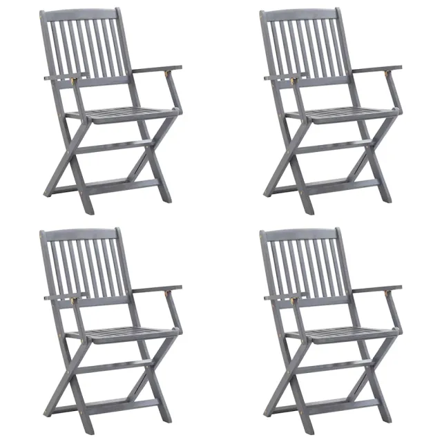 Chaises pliables d'extérieur lot de 4 et coussins Bois d'acacia