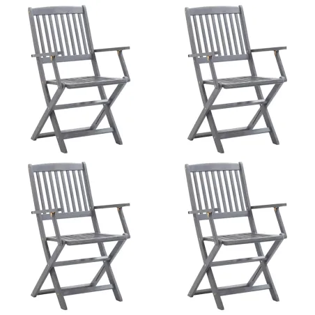 Chaises pliables d'extérieur lot de 4 et coussins Bois d'acacia
